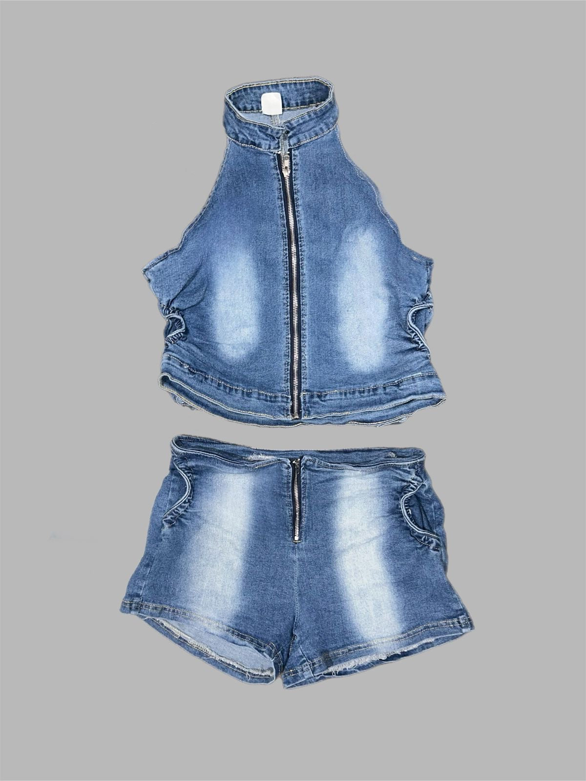 Denim short set