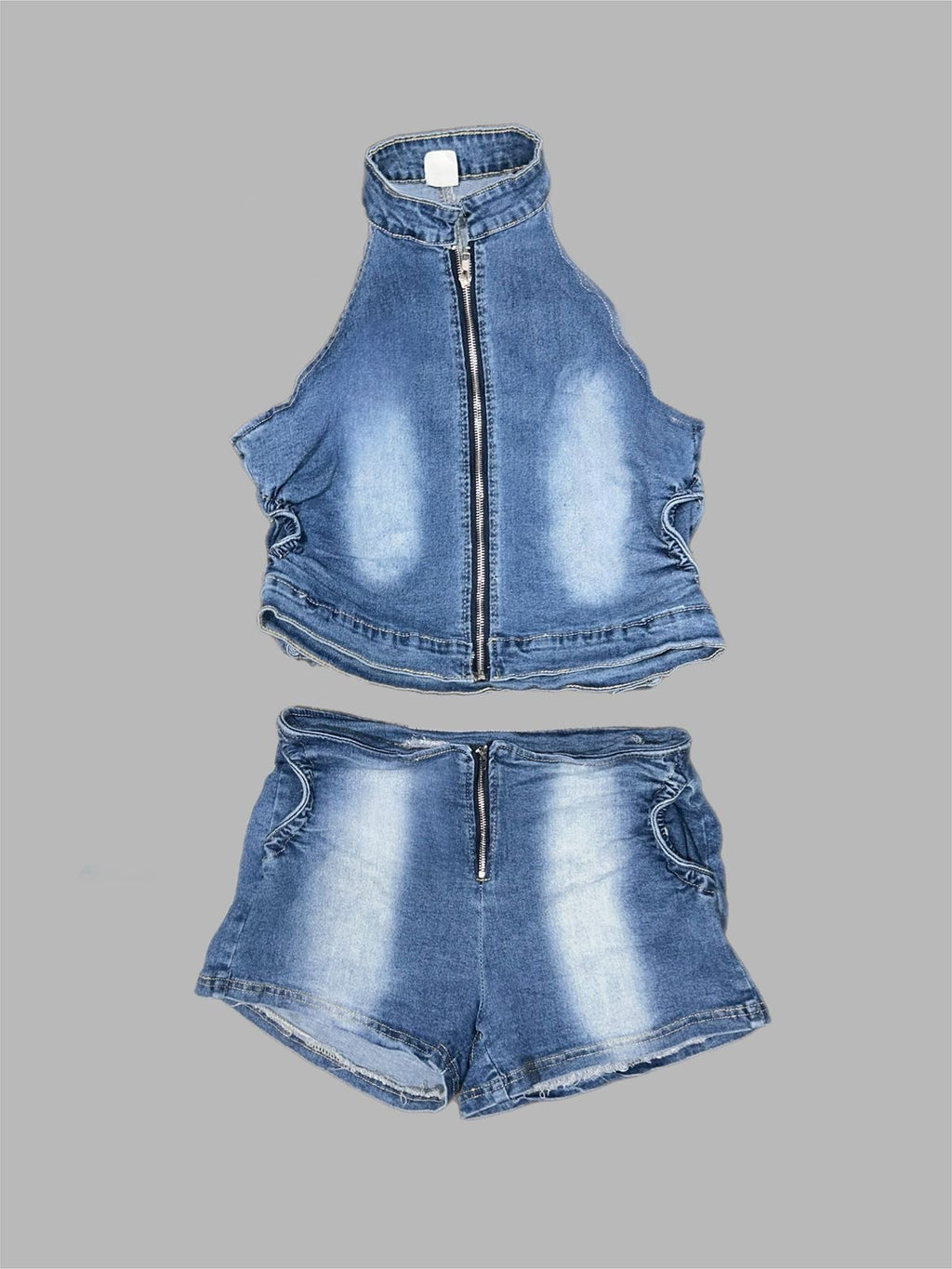 Denim short set