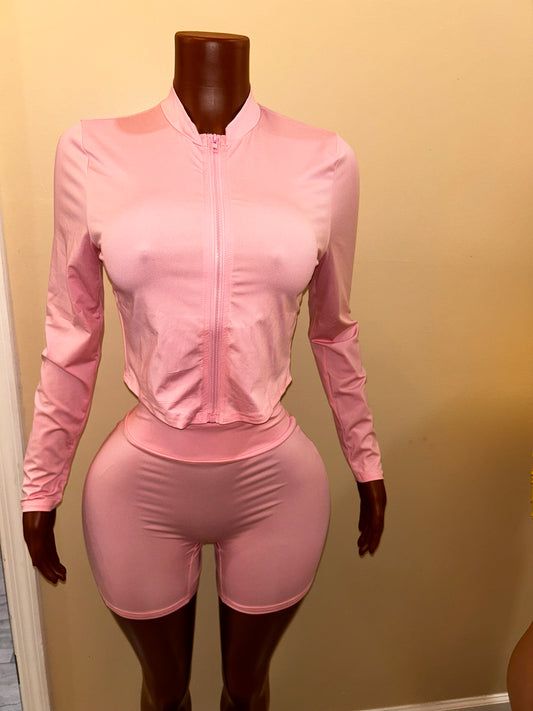 Bubble gum shorts set