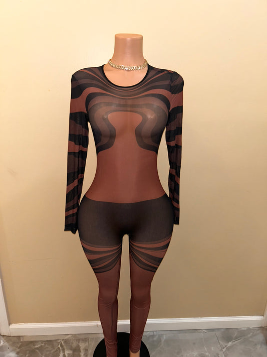 Brown kissed bodysuit