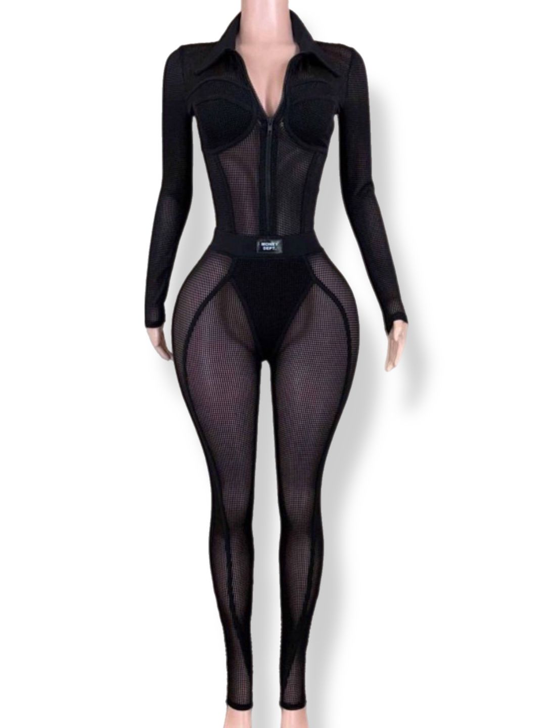 Patra - Black Sheer Mesh Jumpsuit