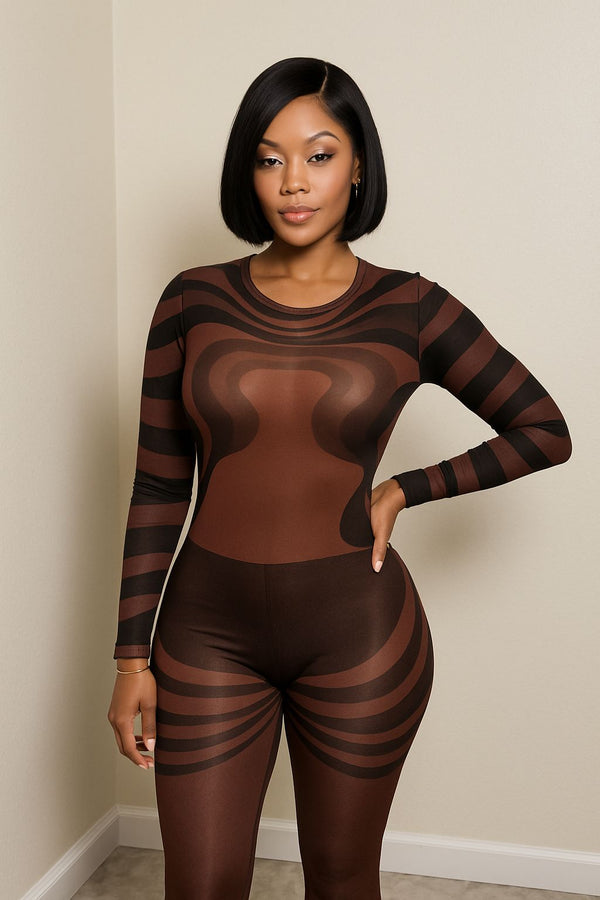 Brown kissed bodysuit
